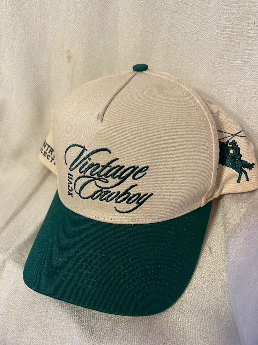 Vintage Cowboy Two-Tone Baseball Cap - Cream & Green